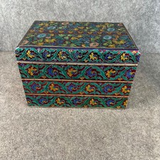 Vintage Hand Made Folk Art Jewlery Box Cloisonné Style picture