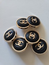 STAMPED Chanel lot of 6 Designer Black Gold Button Metal 23mm  picture