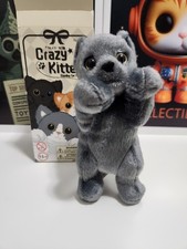 Crazy Kitten BLUE Standing Cat Plushie w/ Collector Card 5” Hanger Bag Clip 🐈 picture