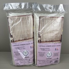 Vintage Lattice Stripe Knit Panel Style Nicole Window Pride Lot Of 2 *Eggshell picture
