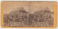 GROUP AT TIP TOP HOUSE - TELESCOPE? - MT WASHINGTON - WHITE MOUNTAINS  BIERSTADT picture