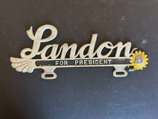 1936 Alfred Landon License Plate Topper, Aluminum Specialty Co. Atchison KS picture