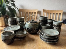 Vintage Otagiri Soma Ware Somayaki Crackle Glaze 22 Peice Tea Set   picture