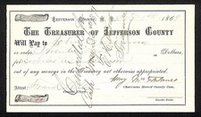 1869 Jefferson County, Montana Territory Treasury Warrant 