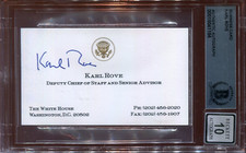 Karl Rove White House Bush Signed Business Card Beckett  Autograph 10 BAS *64 picture