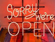 Sorry We're Open Red Neon Light Sign Restaurant Shop Glass Vintage Decor 24