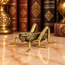 Mini Vintage Brass Grasshopper Statue Ornament Animal Collectible Insect Art picture