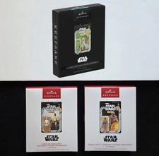 3 NEW Hallmark LUKE, GREEDO BOBA FETT Vintage Star Wars Figure Keepsake Ornament picture