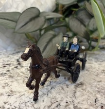 Four Piece Vintage #sm19 Amish Lancaster Cast Iron Horse Drawn Carriage & Riders picture