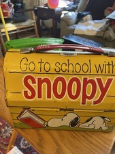 Vintage 1968 Peanuts Snoopy Metal Dome Lunchbox Thermos Set King Seeley Doghouse picture