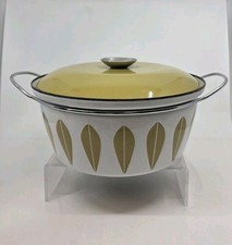 Cathrine Holm mcm Casserole White Green Enamelware Dutch Oven Pot MCM 1.5Qt picture