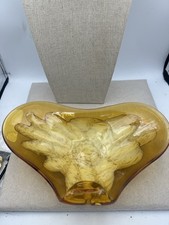 Vintage Murano Style Amber Glass Mid Century Modern Candy Dish Ash Tray Etc MCM picture