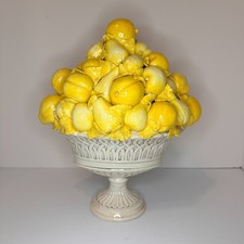 Vintage Italian Majolica Lemon Arrangement Centerpiece Ceramic Fruit 12