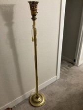Vintage Brass Torchiere Floor Lamp Ornate Filigree Crown Mogul Socket picture