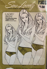 NEW Vtg 1960s Ladies SEW LOVELY SEWING PATTERN Bikini Pantie Sz S M L (3) Styles picture