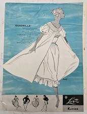 1956 women's Kayser Luxite Quadrille Gown Peignoir Vintage Lingerie art ad picture