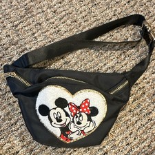 Mickey and Minnie Mouse Crossbody Bag Black And Rose Gold Clips picture