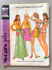 1970's McCall's  Bodysuit,Reversible Wrap-Skirt Pattern 3455 Size 12 UNCUT picture