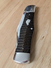 Vintage Ka- Bar Dogs Head Single Blade Coke Bottle Hunter Knife. Olean, NY. picture