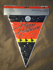 VINTAGE MOONLIT HALLOWEEN 12FT BANNER PAPER ART NOS NIP picture