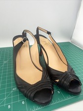Christian Louboutin Black Leather Peep Toe Slingback Sandal Size 36.5 picture