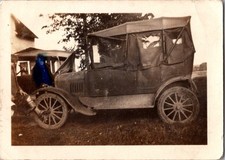Vintage Photograph Antique Ford Model T Touring Car Old Auto Rural Farm House picture