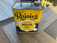 Vintage Rainier 2 Gal Motor Oil Can ( 1920s - 1930s ) picture
