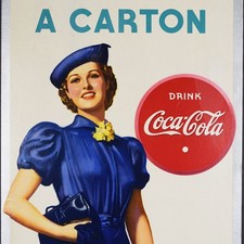 1937 Coca-Cola Take Home A Carton Cardboard Lithograph Sign picture