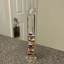 Glass Galileo Thermometer with Floating Colored Liquid Bulbs 14.5”  picture