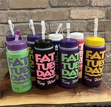 Lot Of 8 Vintage Fat Tuesday Key West 32oz Souvenir Cups Retro Sport Bottle picture