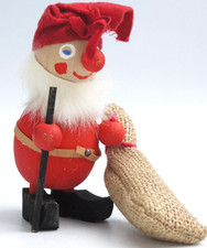 Vintage Swedish Handmade Wooden Santa Peg Doll Gnome Tomte Christmas Ornament picture