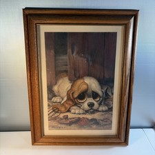 Vintage “Sad Eyes” Big-Eye Puppy Print by Gig – Great Condition Ships Fast picture