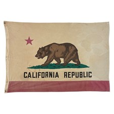 Large Genuine Vintage Cotton California State Bear Flag Cloth American Art picture