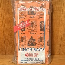Rare 40 Vintage Halloween Paper Lunch Bags Sealed Package Hav-a-Nice Paper Saver picture