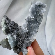 Natural Cubic Fluorite on Quartz Cluster Specimen Raw Mineral Healing Focus picture