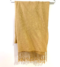 Vntg Women's NINE WEST Sparkling Metallic Soft 100% Cotton Wraps Scarf Gold picture