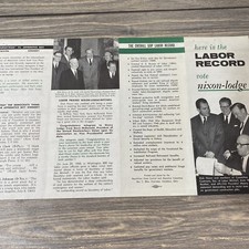 Vintage Here Is The Labor Record Vote Nixon Lodge Pamphlet Brochure picture