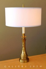 BEAUTIFUL GOLD LEAF ROCKET TABLE LAMP MID CENTURY MODERN BRASS 50'S 60'S VTG picture