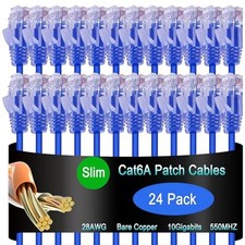 Cat6a Slim Ethernet Patch Cable 3 ft (24 Pack), Cat6a Patch Cable for Data Ce... picture