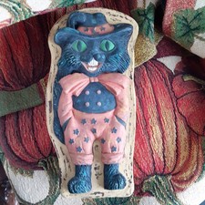 VINTAGE BETHANY LOWE HALLOWEEN PAPER MACHE SASSY BLACK CAT 3-D CONTAINER BOX picture