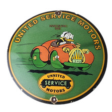 Vintage United Motors Porcelain Sign - Chevy Service Gas Oil Pump Sign picture