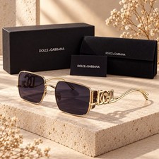 Dolce & Gabbana Gold Metal Sunglasses Dark Lenses Designer Eyewear picture