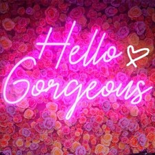 Hello Gorgeous Neon Sign Hello Beautiful Pink LED Neon Lights for Home Weddin... picture