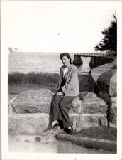Larchmont New York Pretty Woman at the Harbor Snapshot 1946 Vintage Photo picture