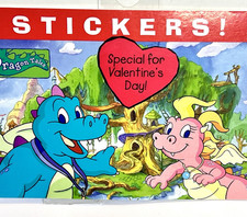 Vtg American Greetings DRAGON TALES Valentine Sticker Book Valentines Day NOS picture