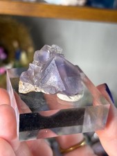 Purple Fluorite Specimen | Rainbow Inclusions, Acrylic Base picture