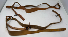 Vtg German Leather Y Suspenders Lot 2 ORIGINAL Stamped Harness Straps picture