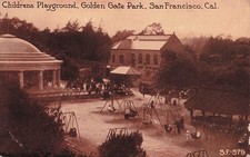 San Francisco Childrens Playground Golden Gate Park Sepia Vtg Postcard 15A picture