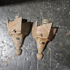 PAIR Antique Art Deco Sconces slip shade ? Frosted / Stained glass? cast iron picture