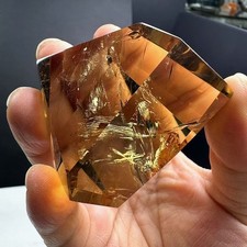 140g Natural Rutilated gold Square Quartz Crystal Energy Reiki Decor Ornaments picture